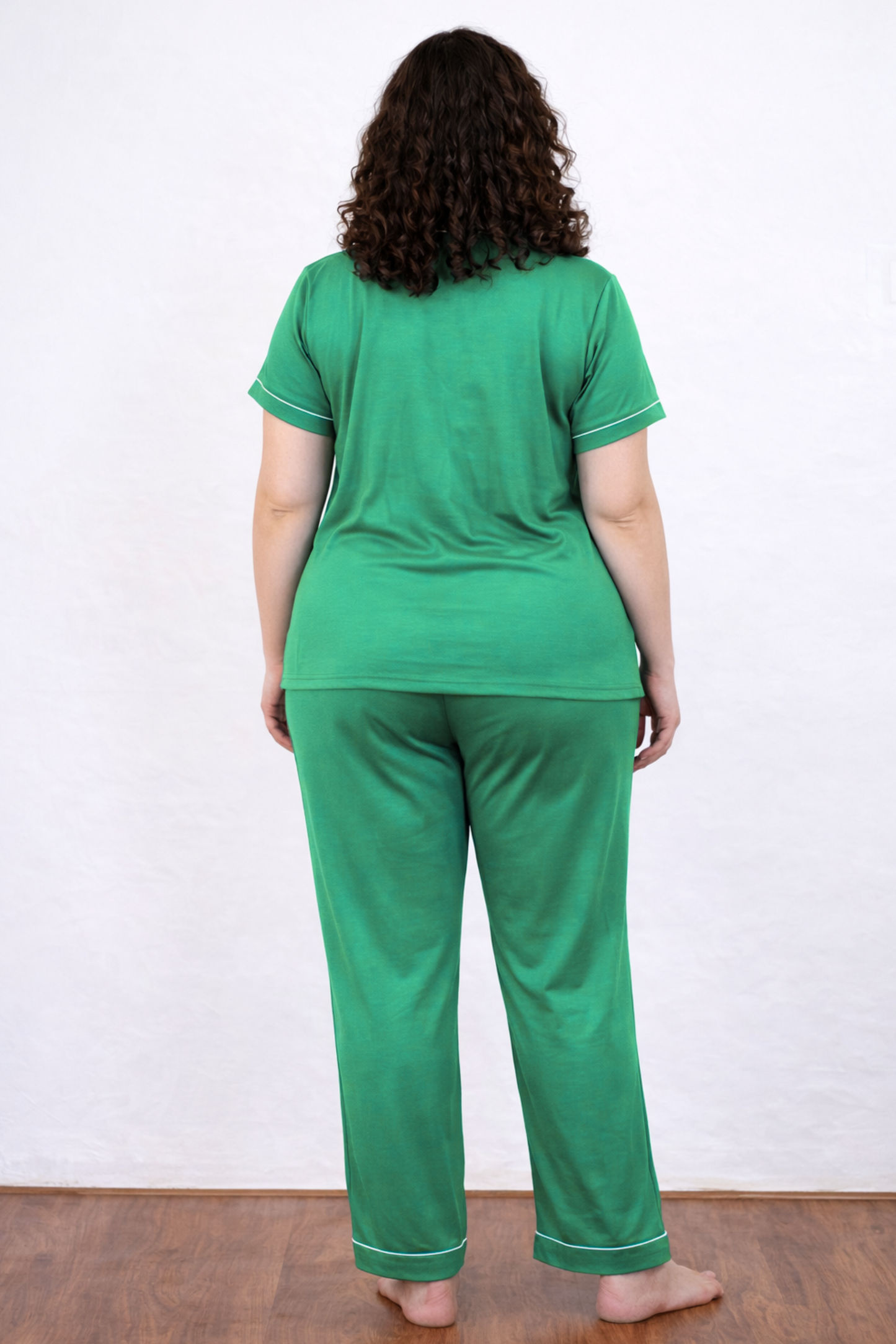 Dark Green Solid Night Suit