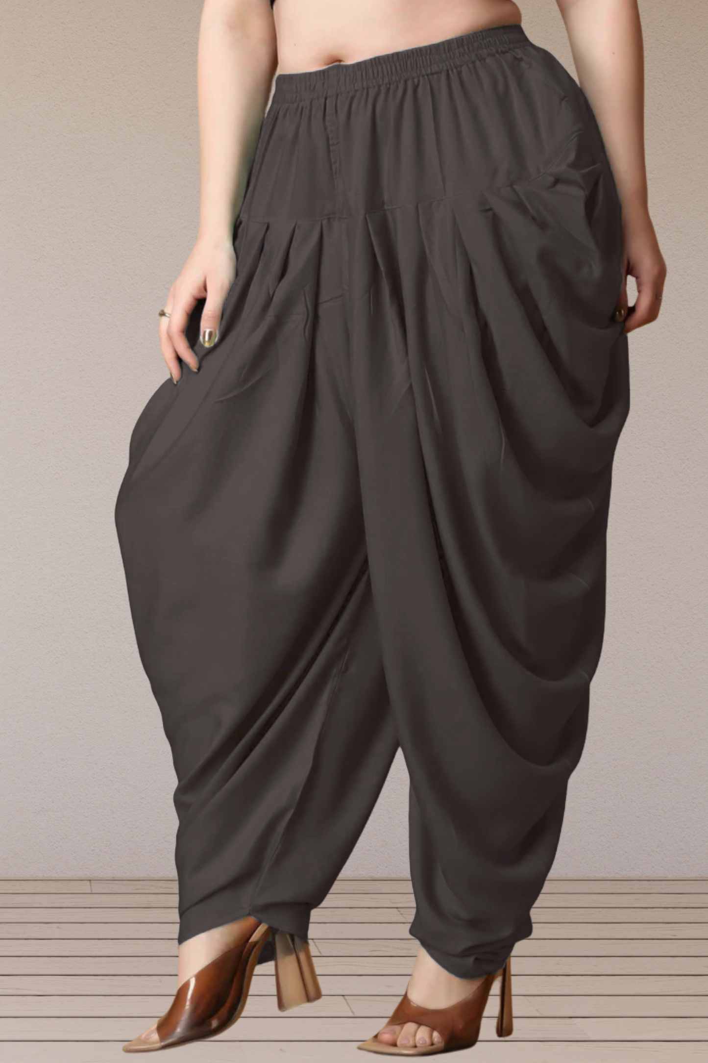 Dark Grey Belted Dhoti Salwar