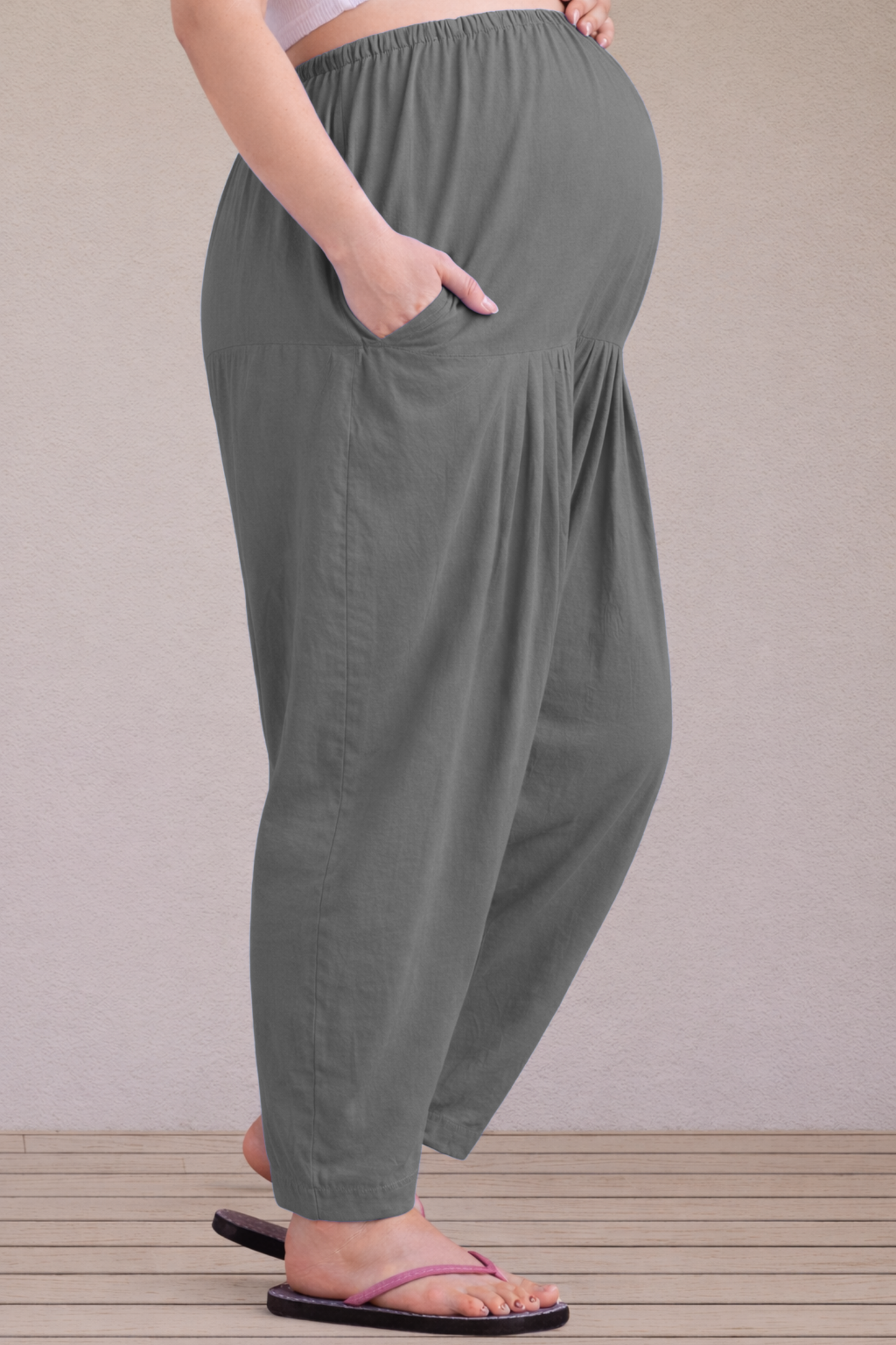 Dark Grey Easy Fit Cotton Maternity Salwar