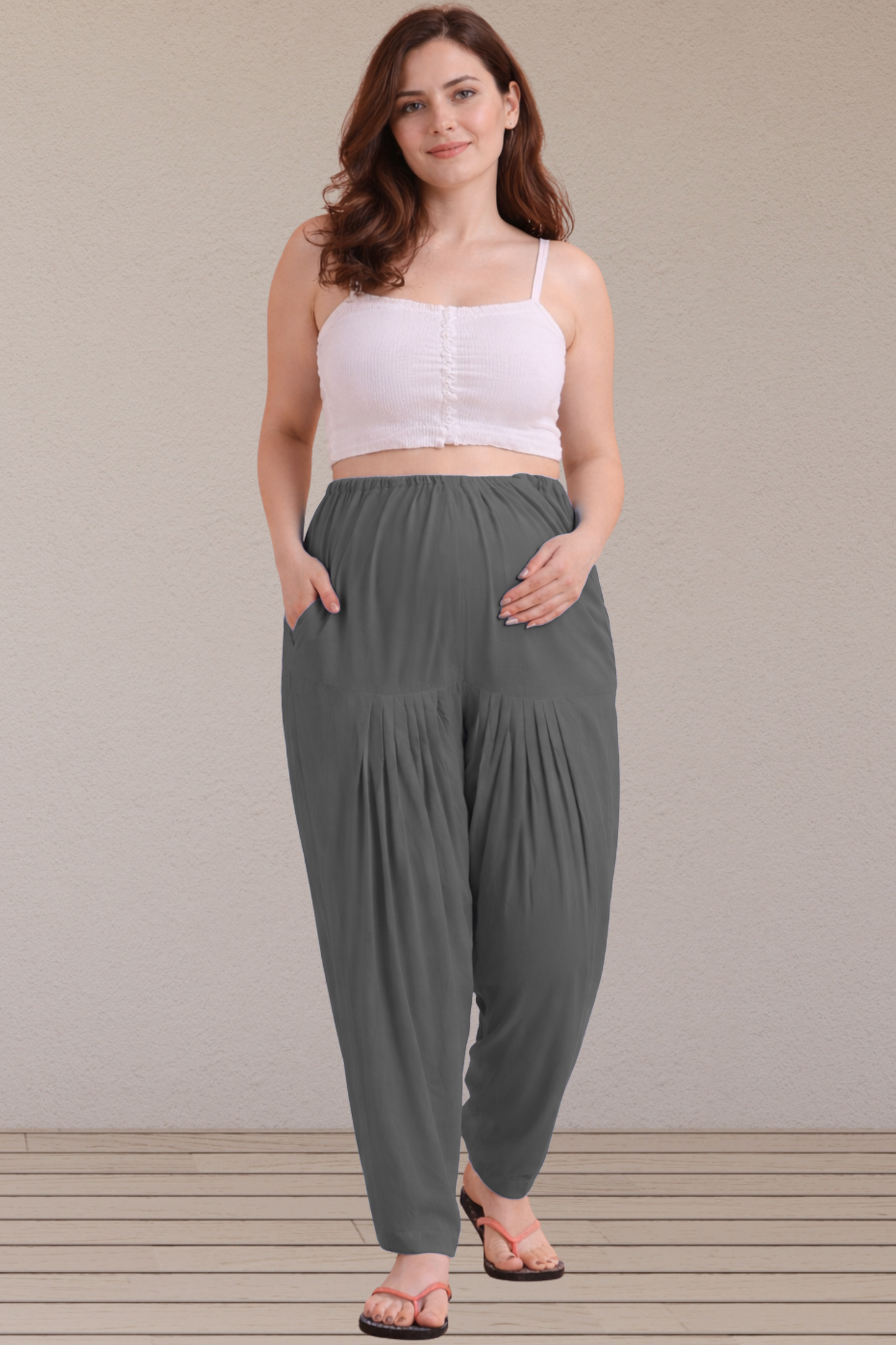 Dark Grey Easy Fit Rayon Maternity Salwar
