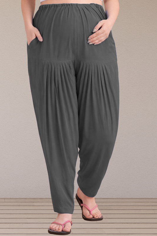 Dark Grey Easy Fit Rayon Maternity Salwar