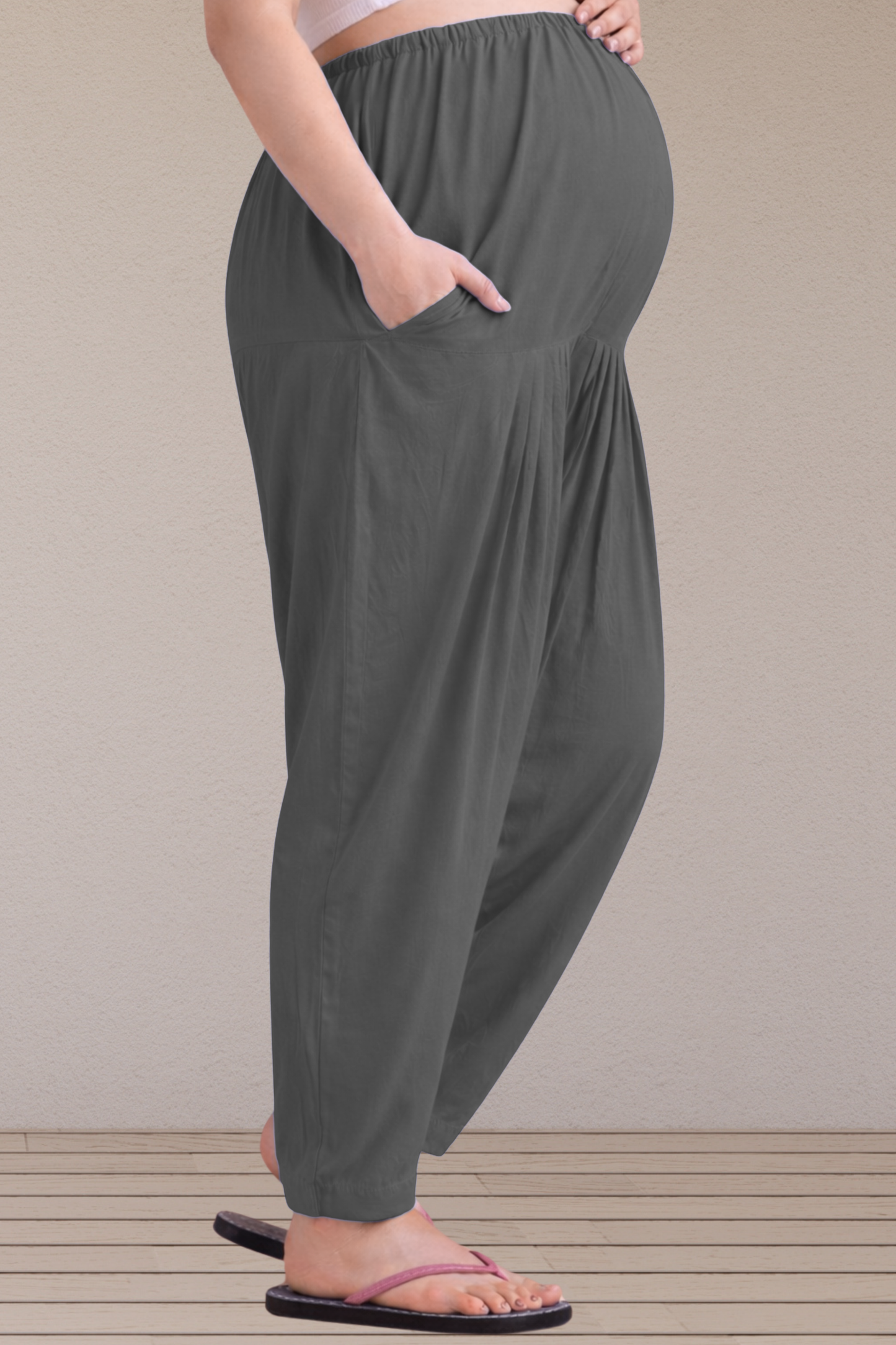 Dark Grey Easy Fit Rayon Maternity Salwar