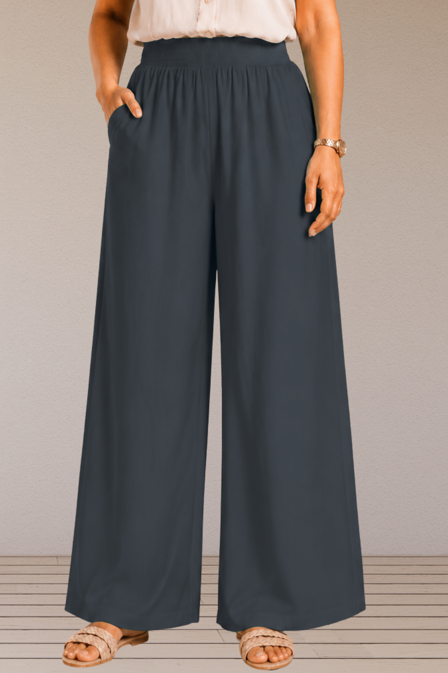 Dark Grey Flared Palazzo Pant