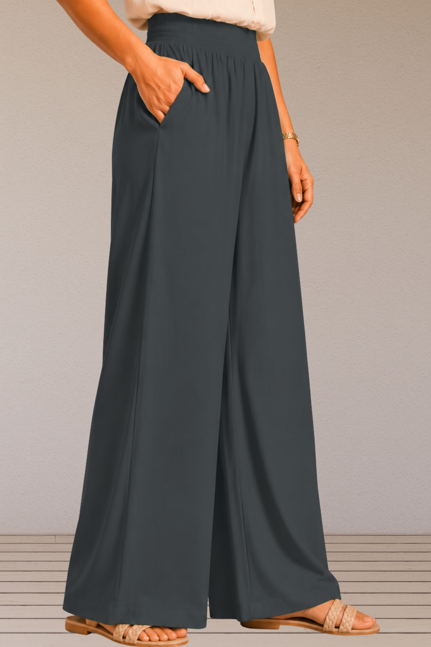 Dark Grey Flared Palazzo Pant