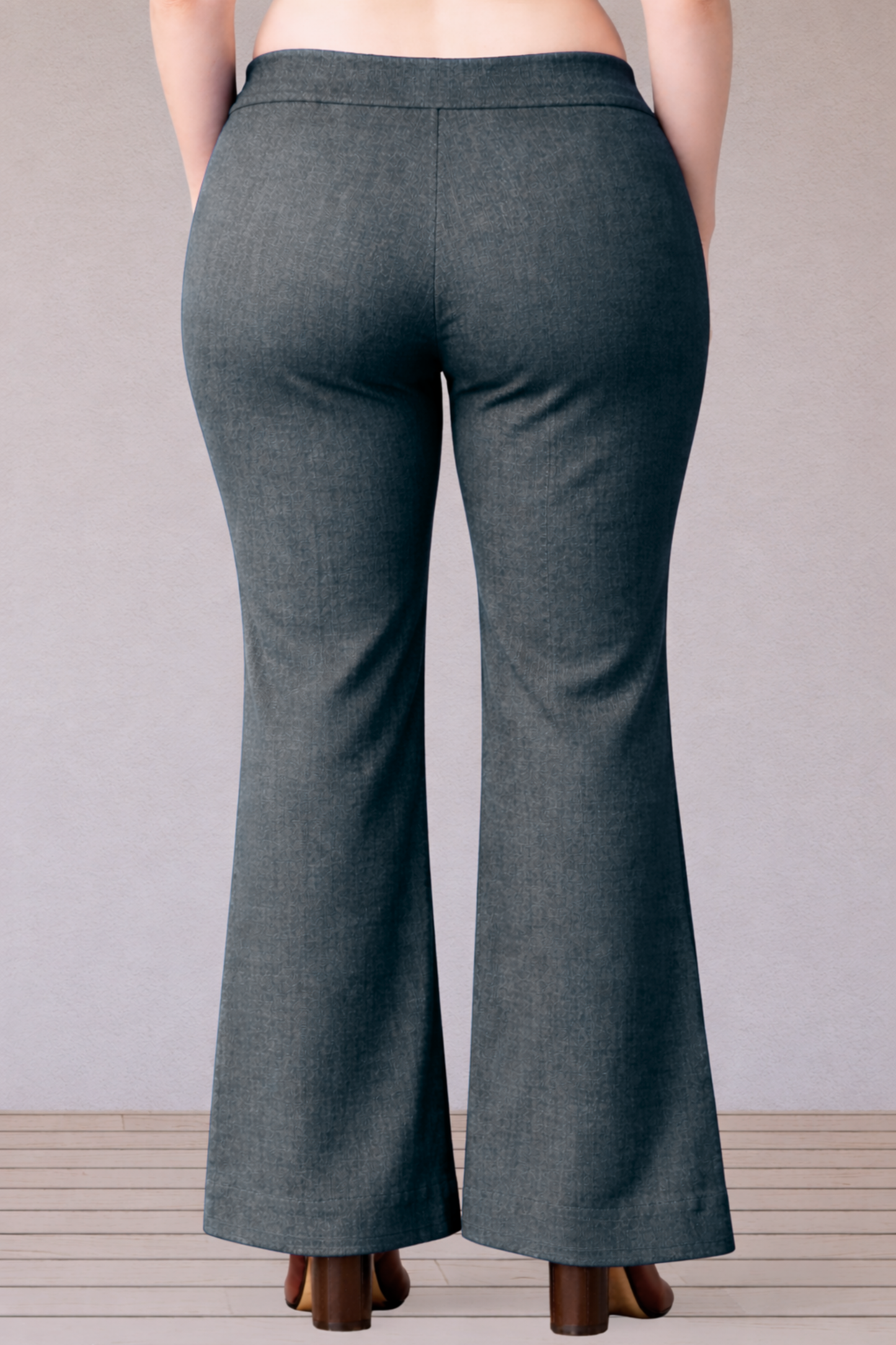 Dark Grey Flared Slub Pants