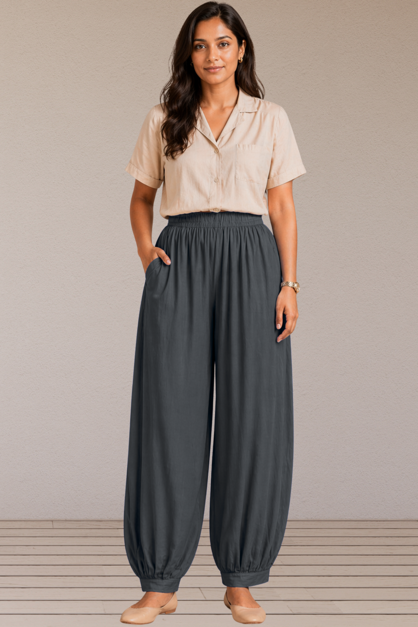 Dark Grey Rayon Afghani Pants