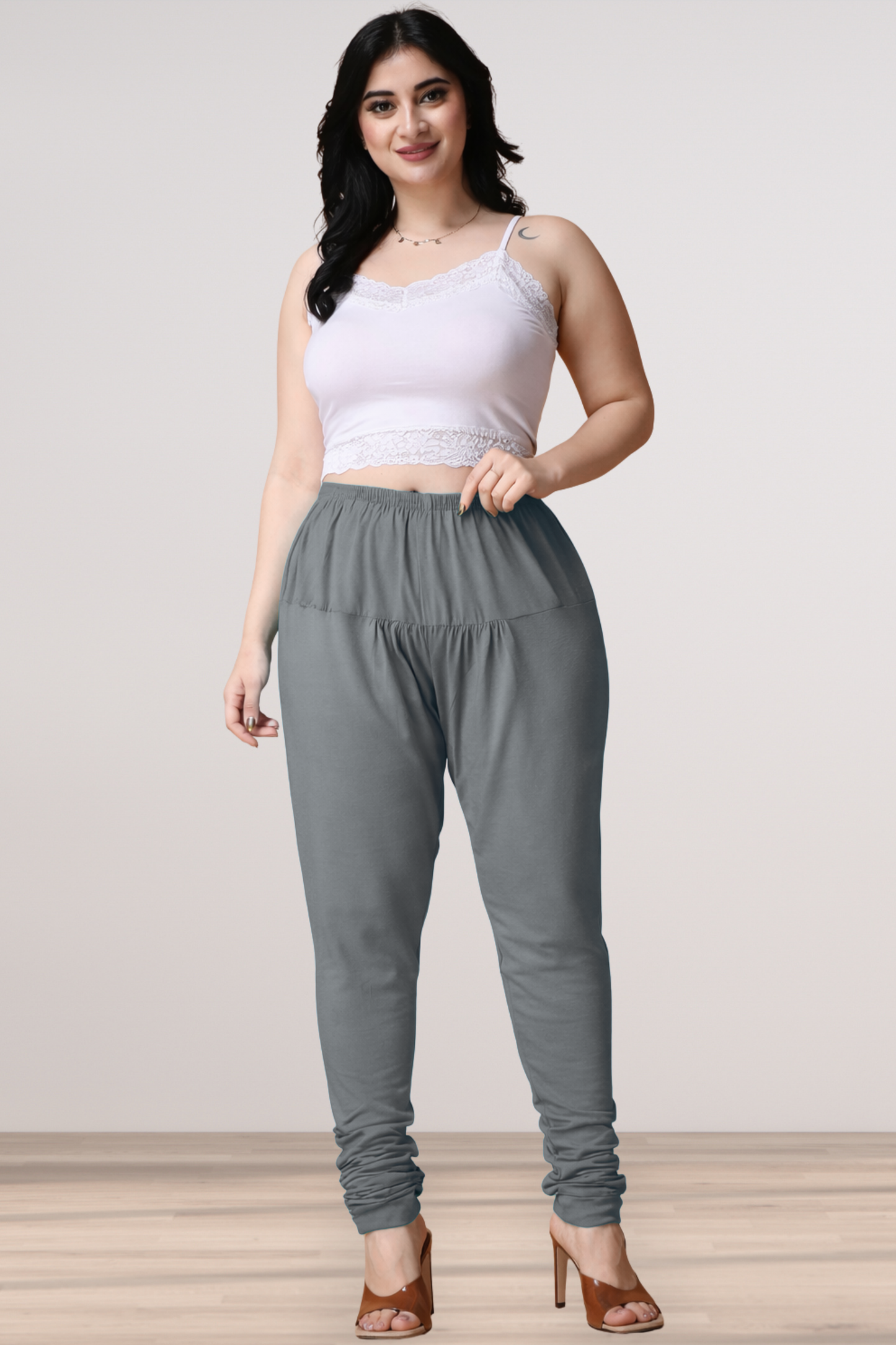Dark Grey Cotton Churidar Pants