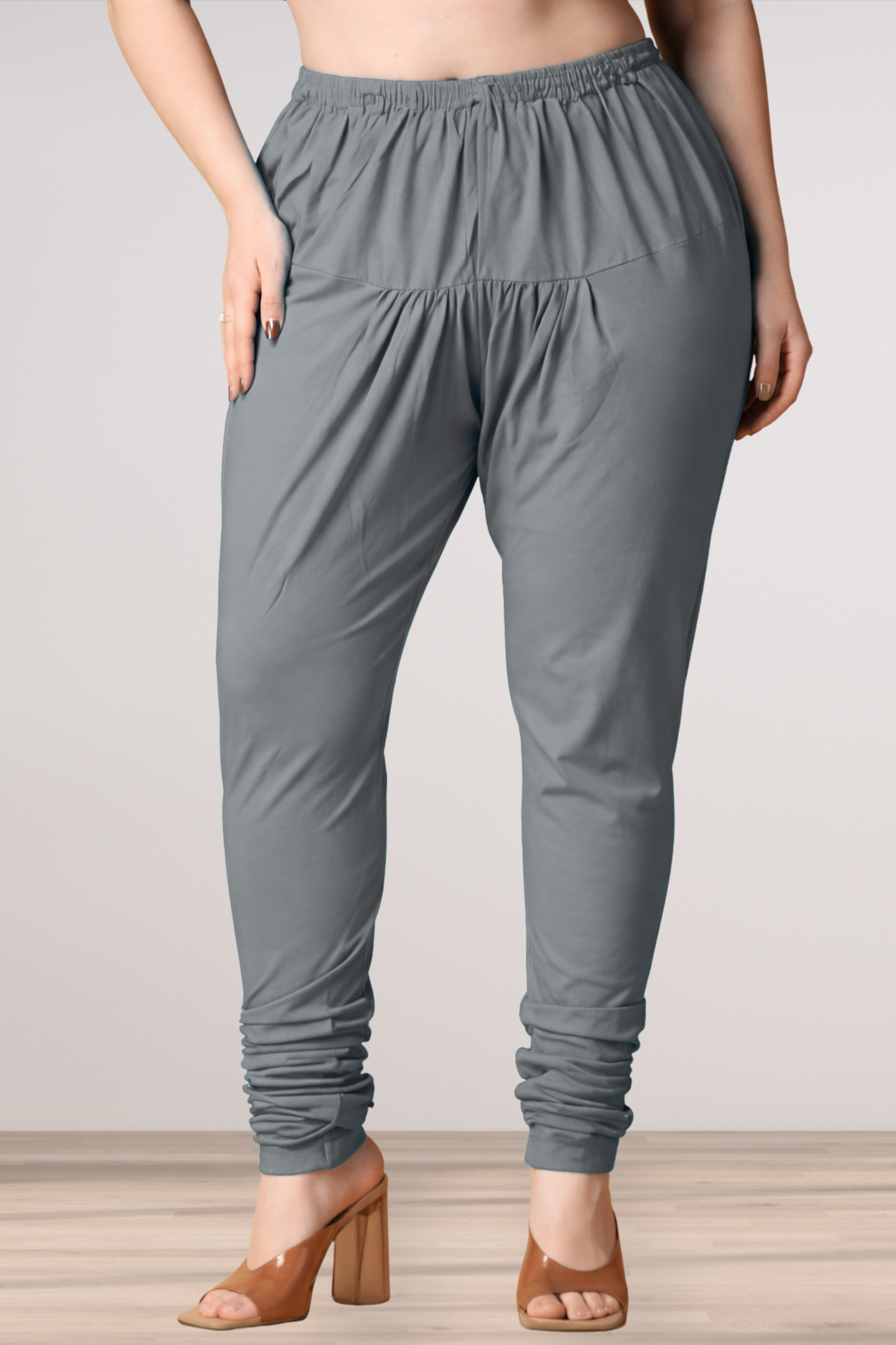 Dark Grey Cotton Churidar Pants