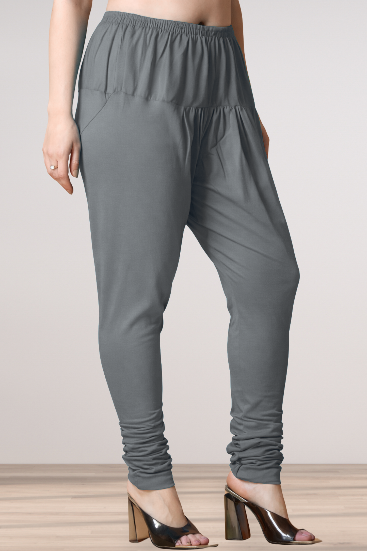 Dark Grey Cotton Churidar Pants