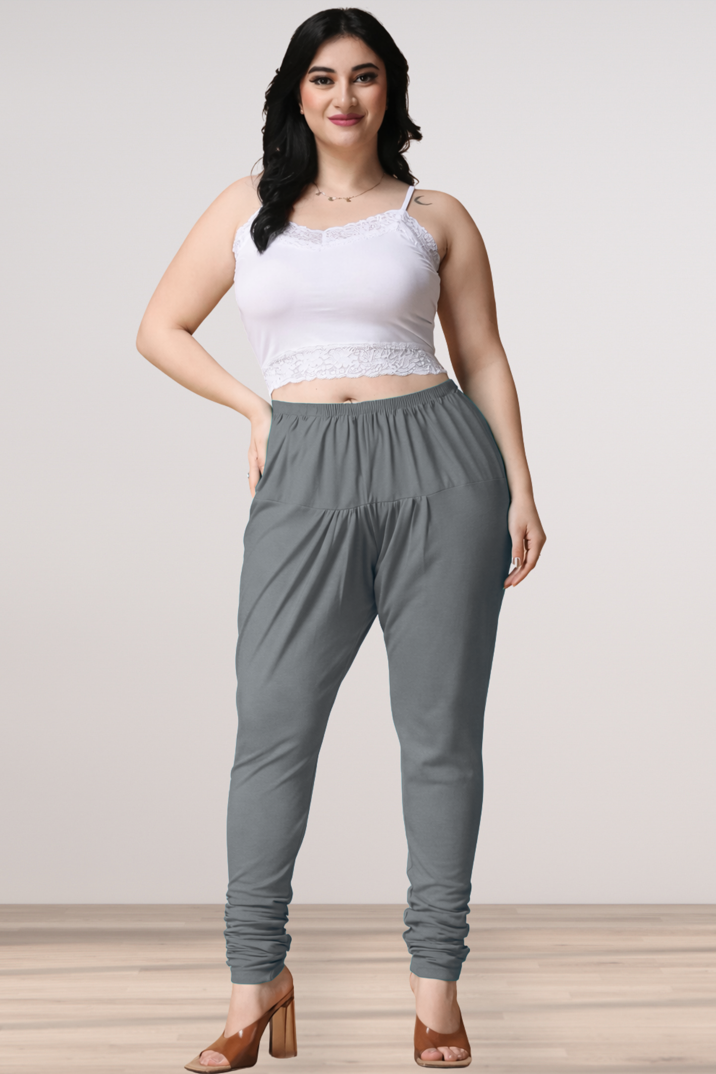 Dark Grey Cotton Churidar Pants