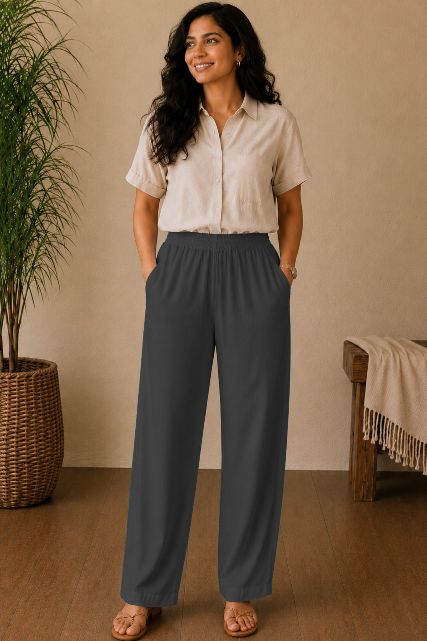 Dark Grey Rayon Kurti Pant