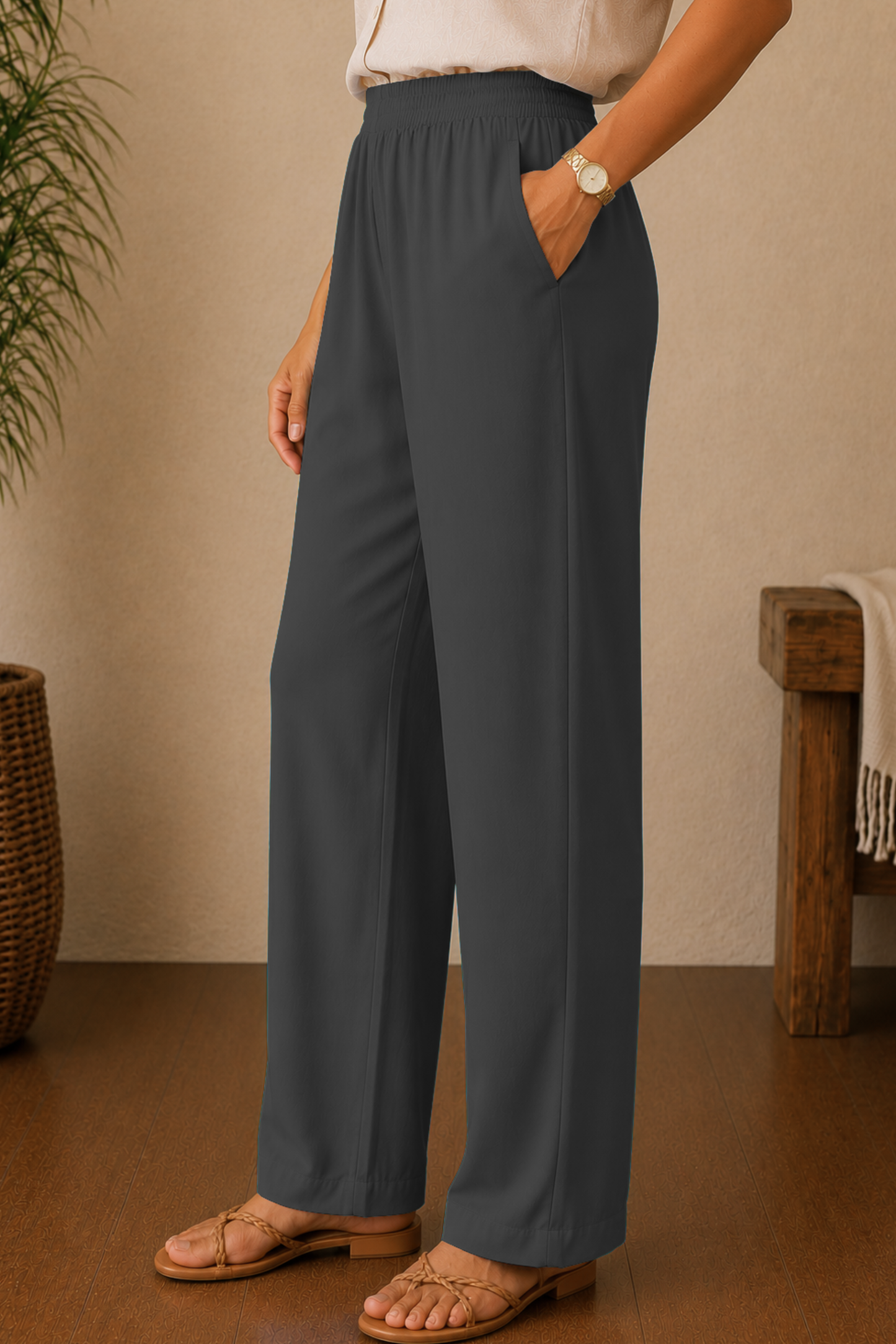 Dark Grey Rayon Kurti Pant