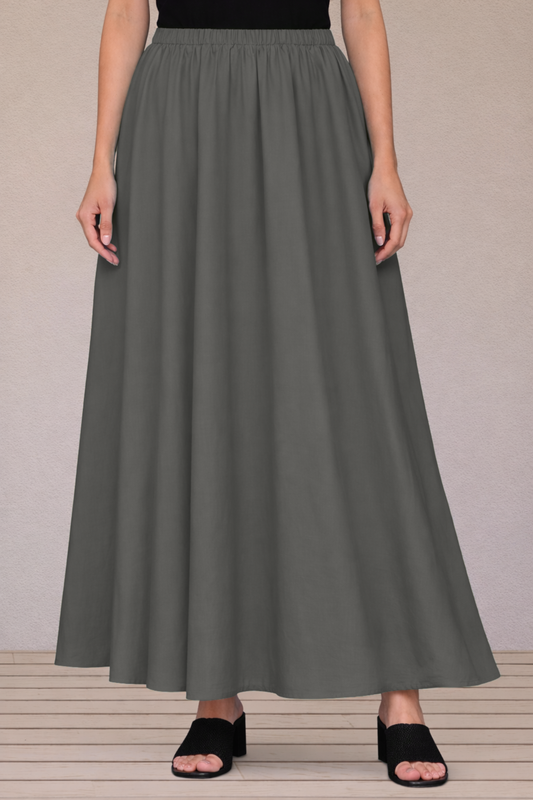 Dark Grey Rayon Long Skirt
