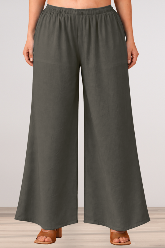 Dark Grey Rayon Loose Palazzo