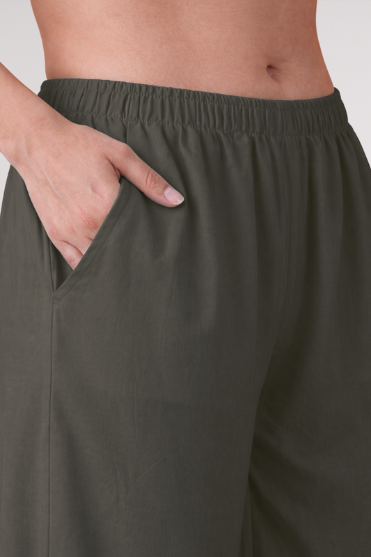 Dark Grey Rayon Loose Palazzo