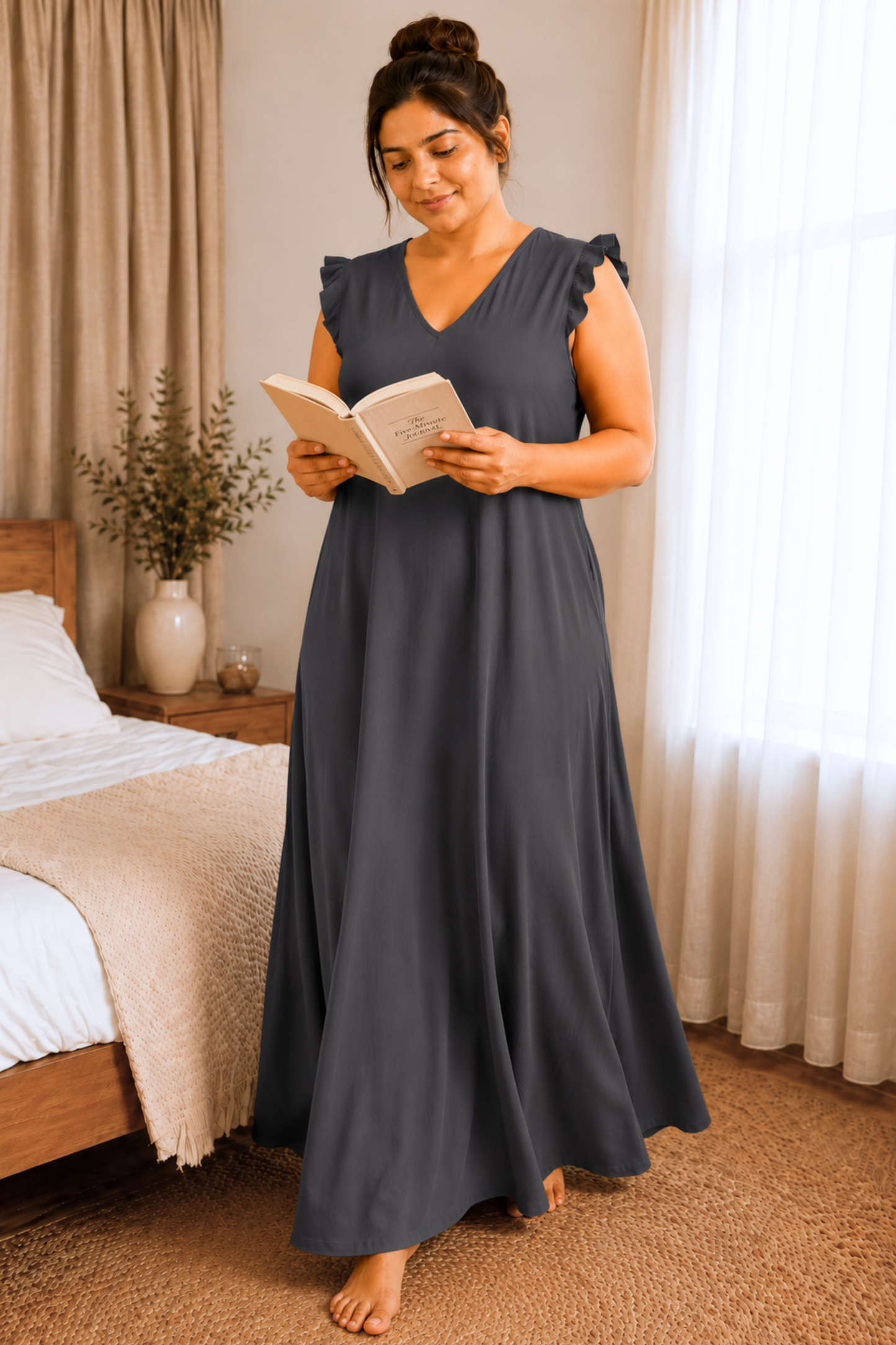 Dark Grey Rayon Night Gown