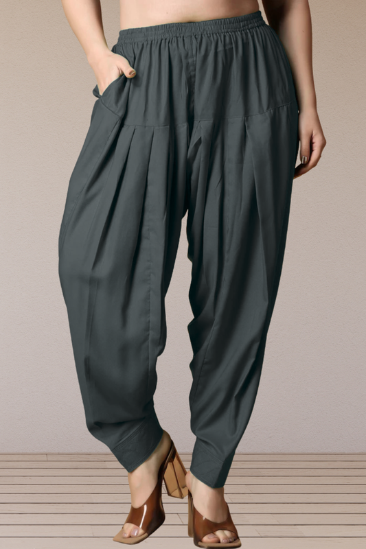 Dark Grey Rayon Pleated Salwar