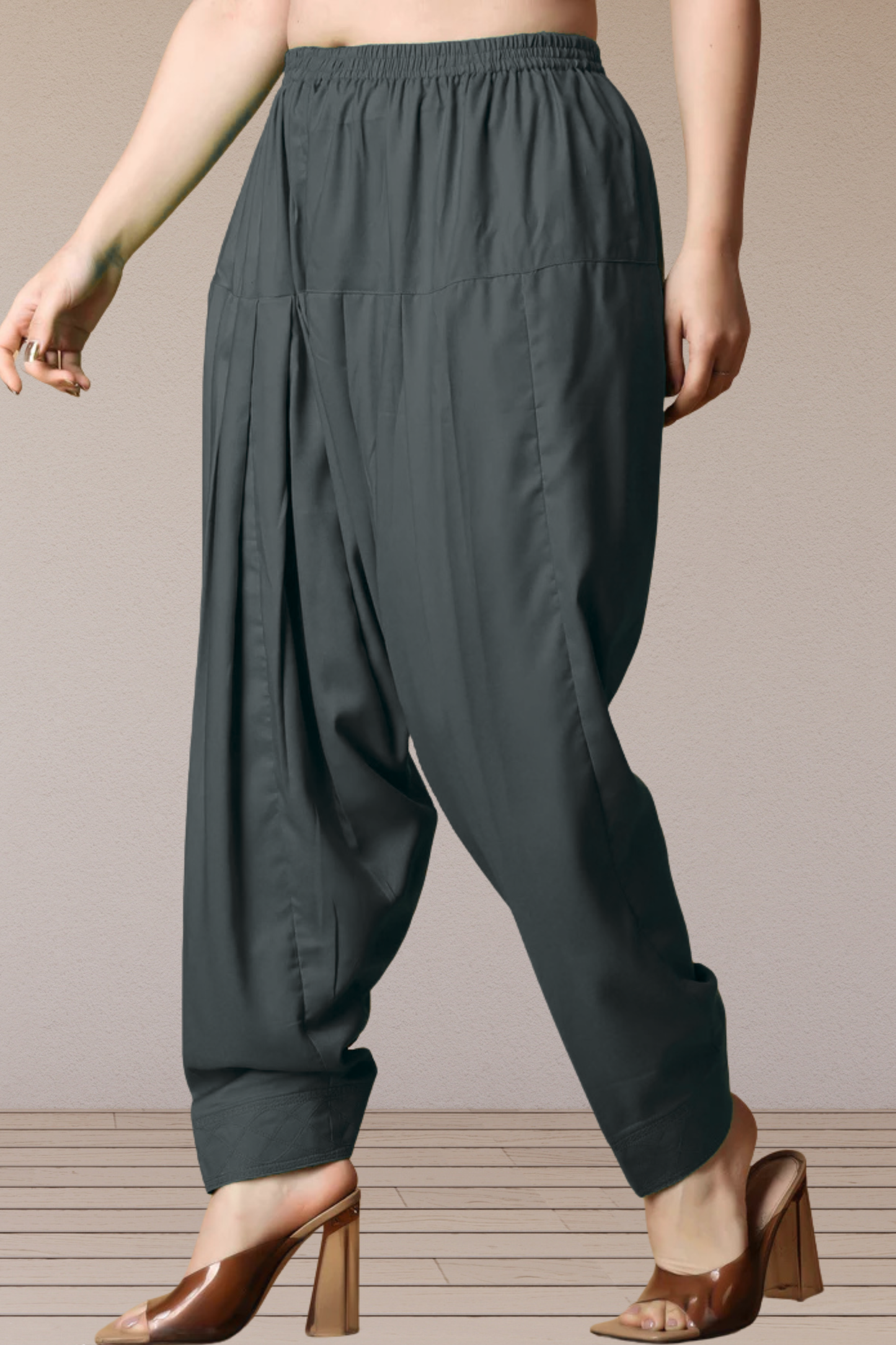 Dark Grey Rayon Pleated Salwar