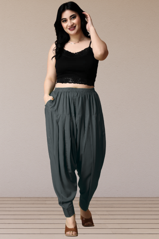 Dark Grey Rayon Classic Salwar With Pocket