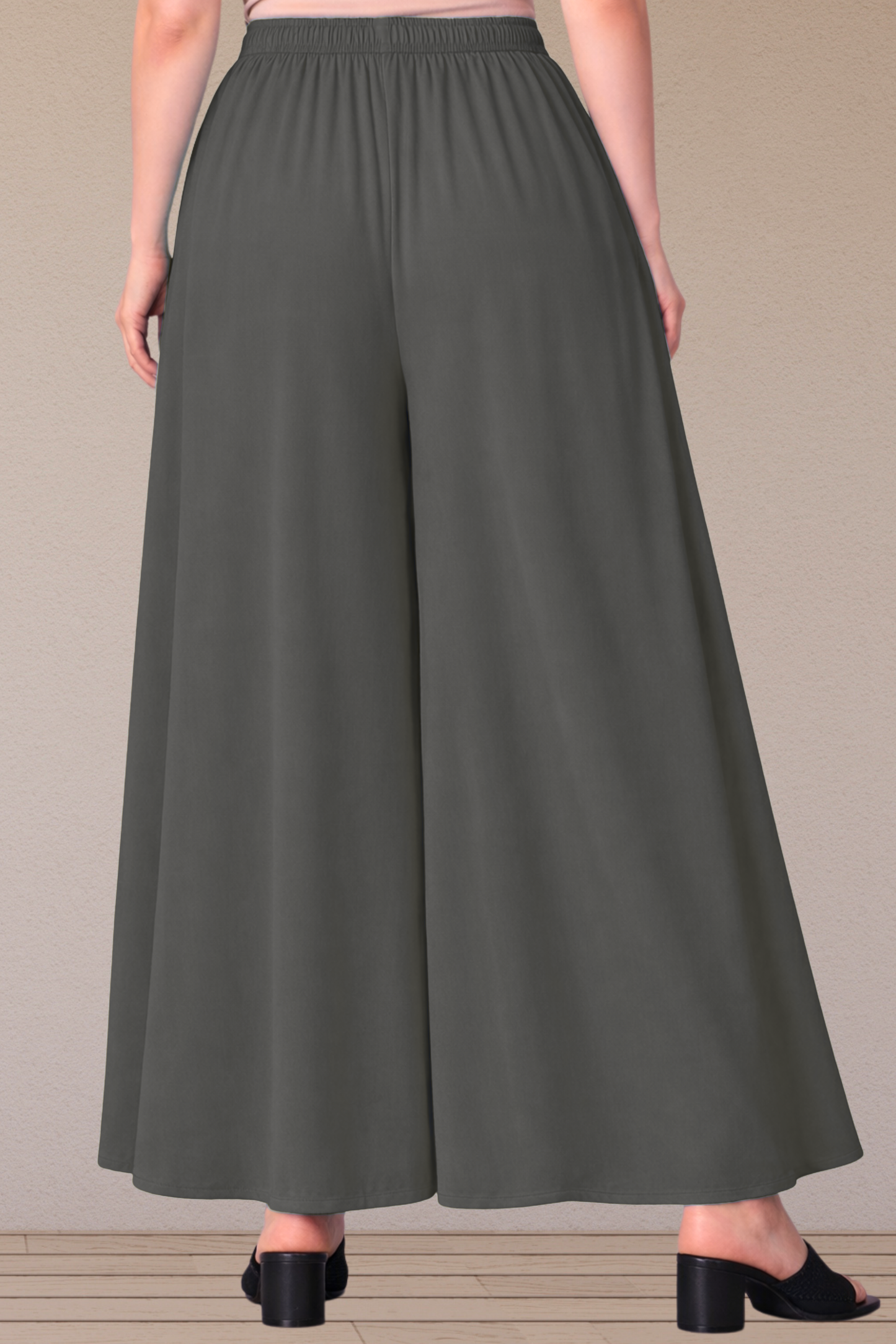 Dark Grey Rayon Skirt Palazzo