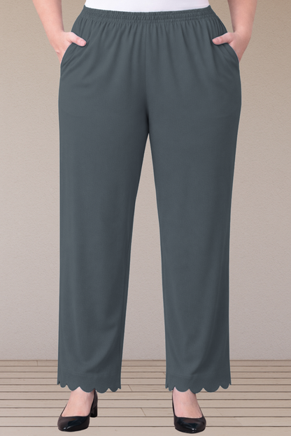 Dark Grey Scallop Cut Palazzo