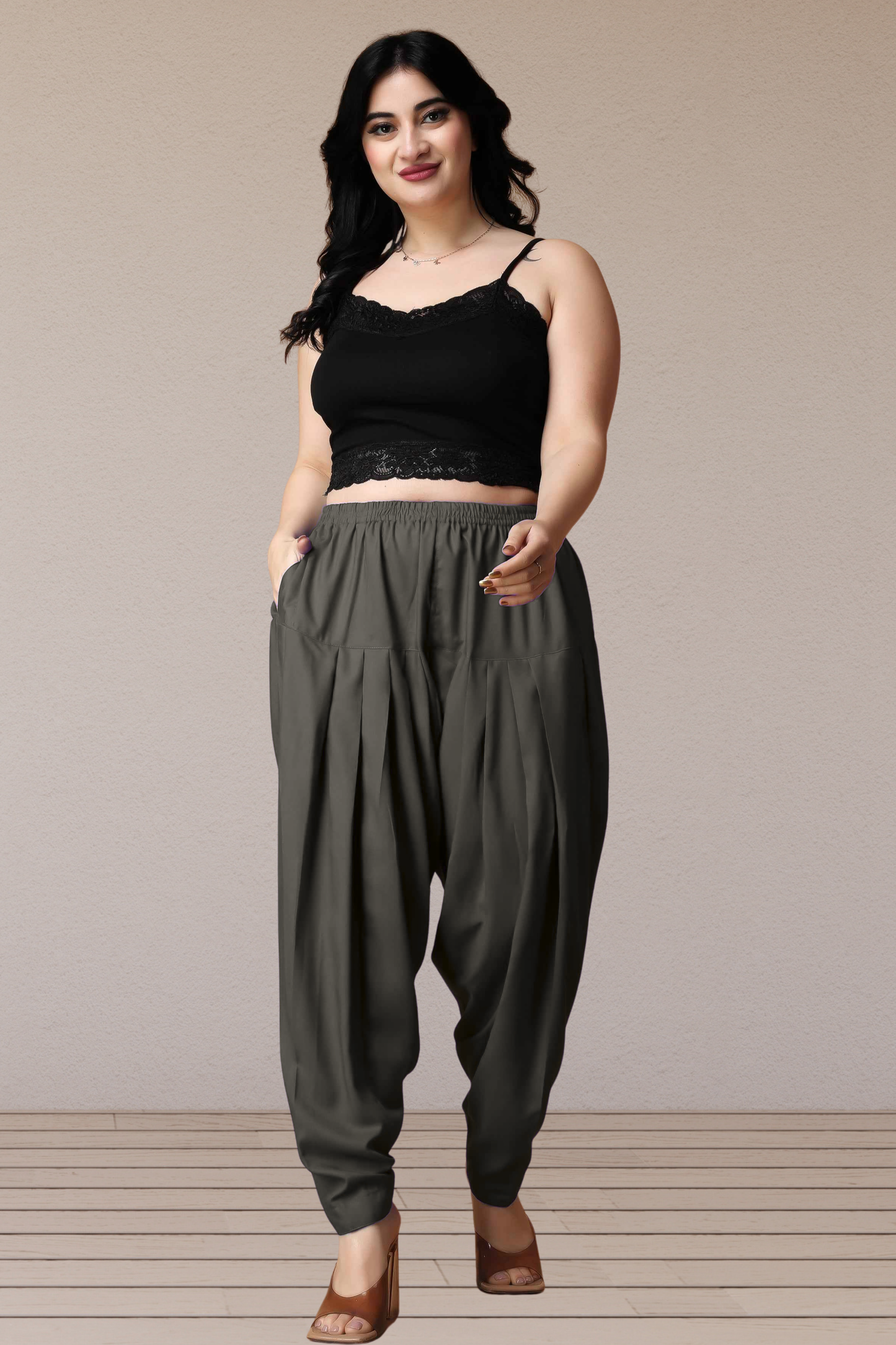 Dark Grey Straight Rayon Salwar Pants