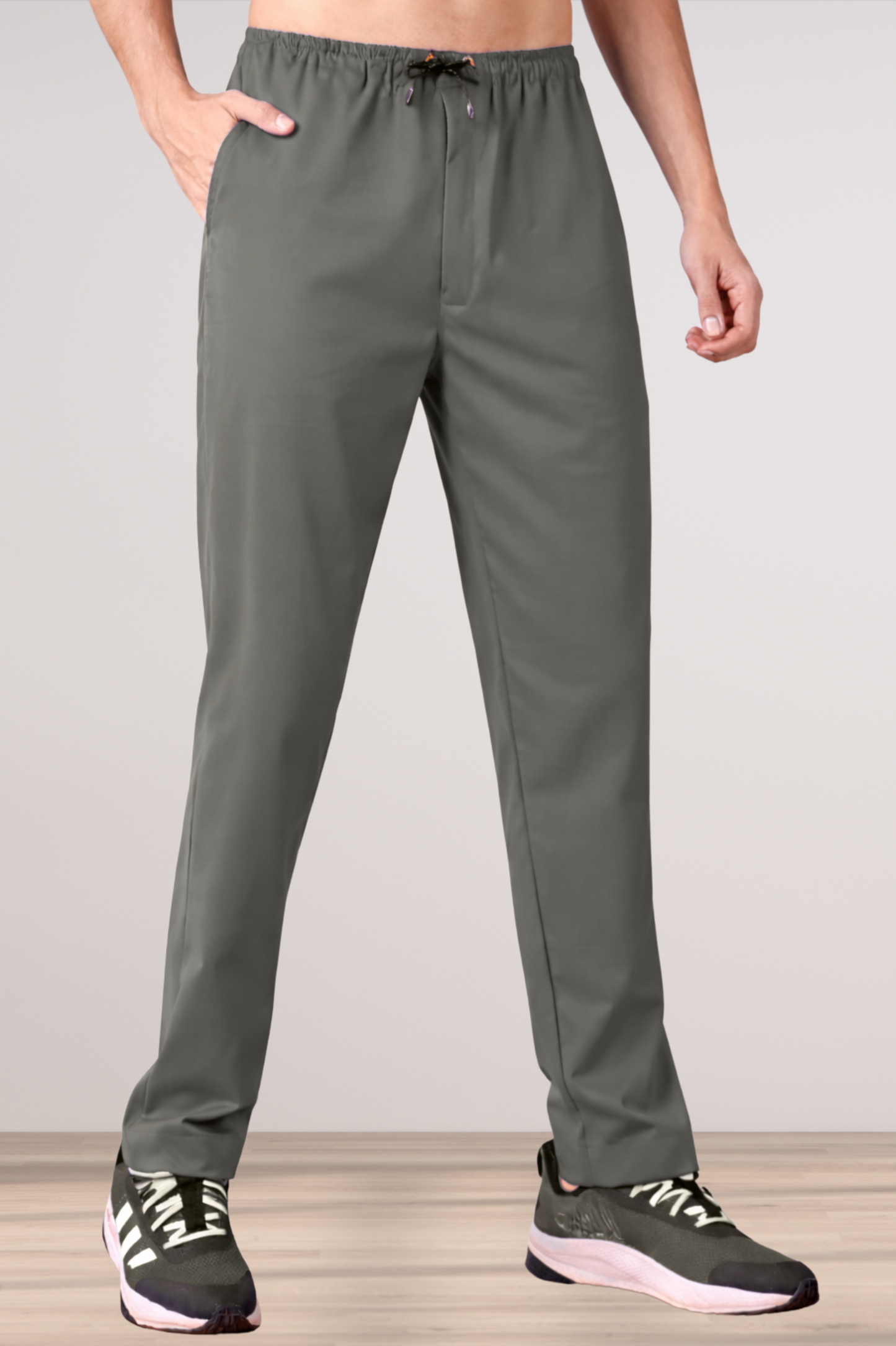 Dark Grey Stretch Track Pants