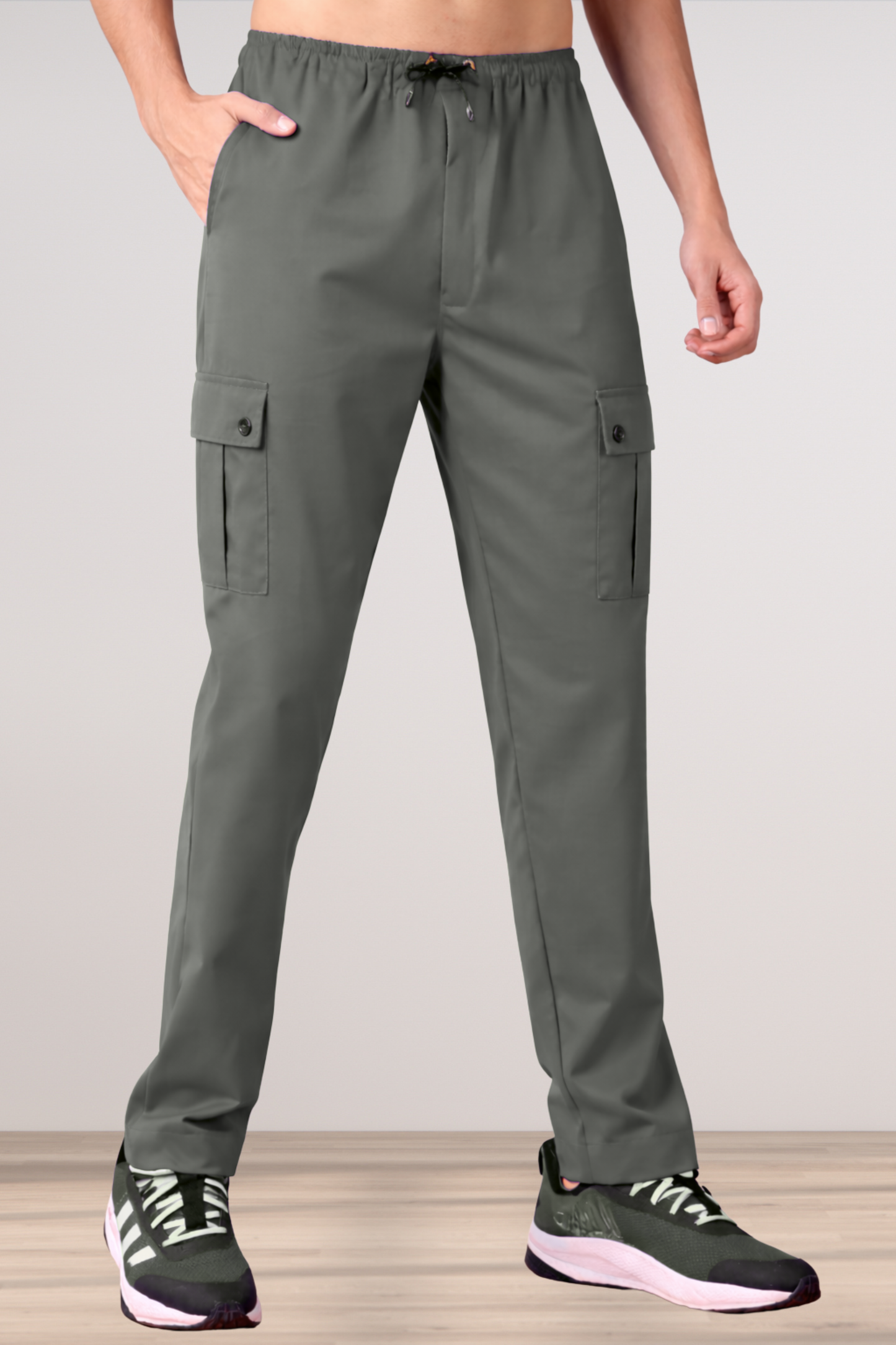 Dark Grey Stretch Cargo Pants