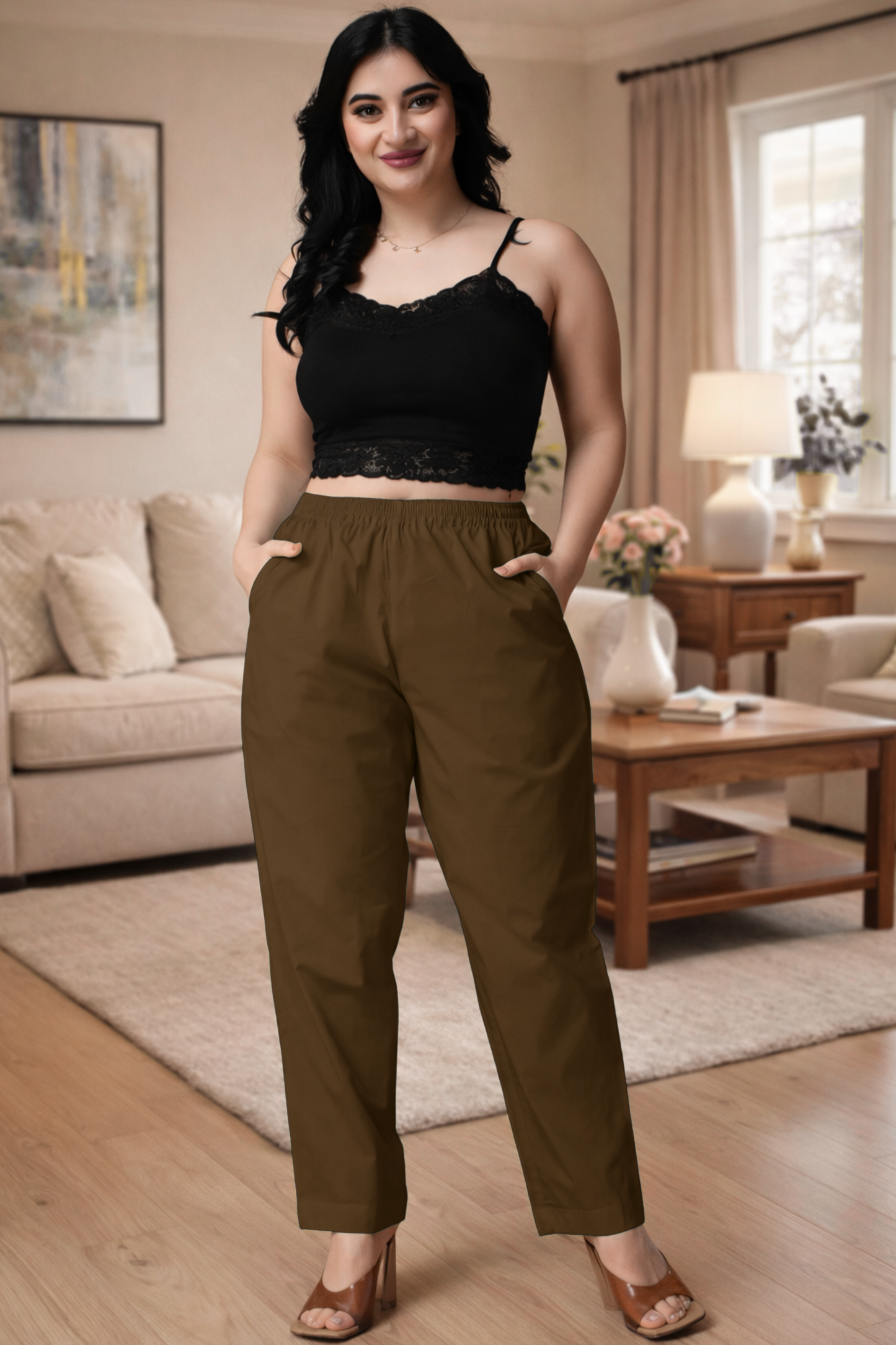 Dark Khaki Cotton Kurti Pant