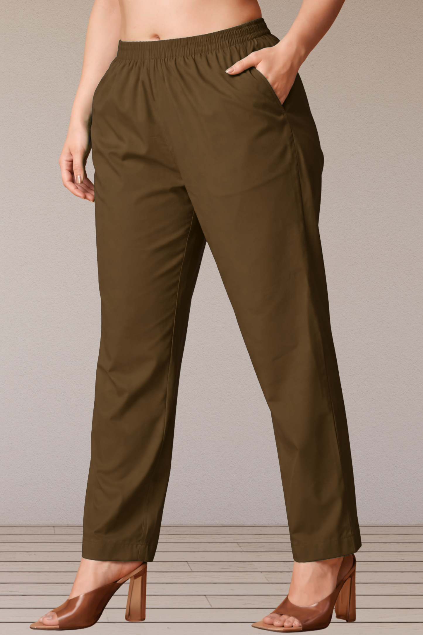 Dark Khaki Cotton Kurti Pant
