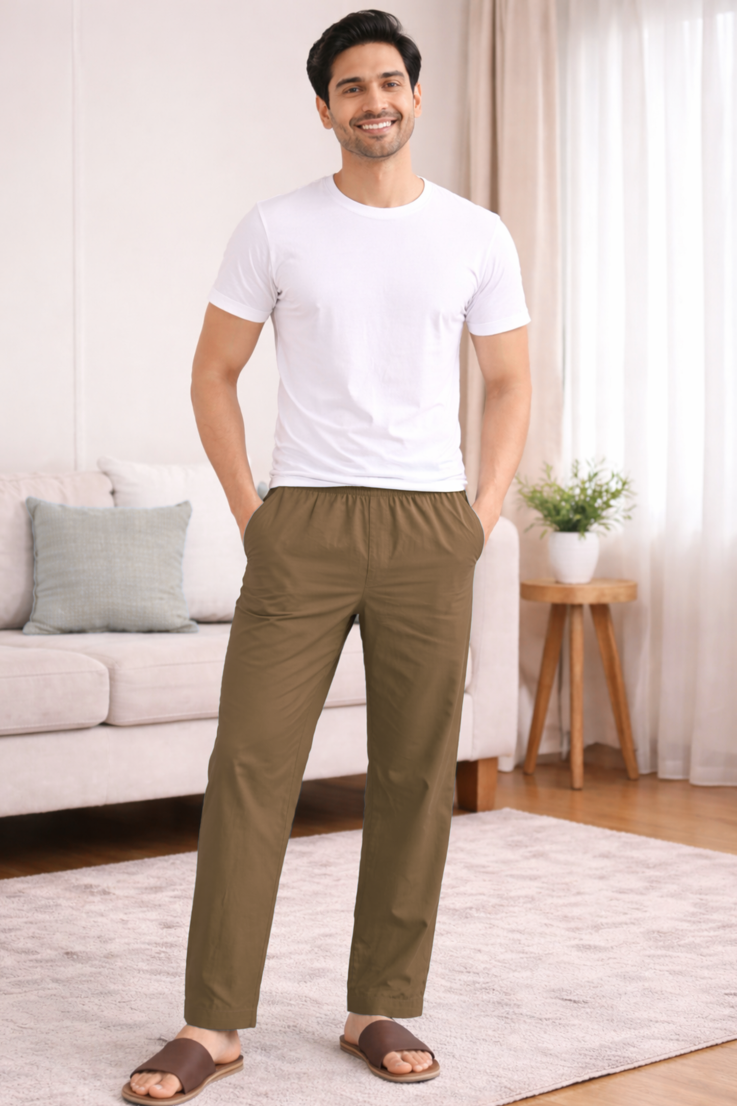 Dark Khaki Cotton Pant Pajama
