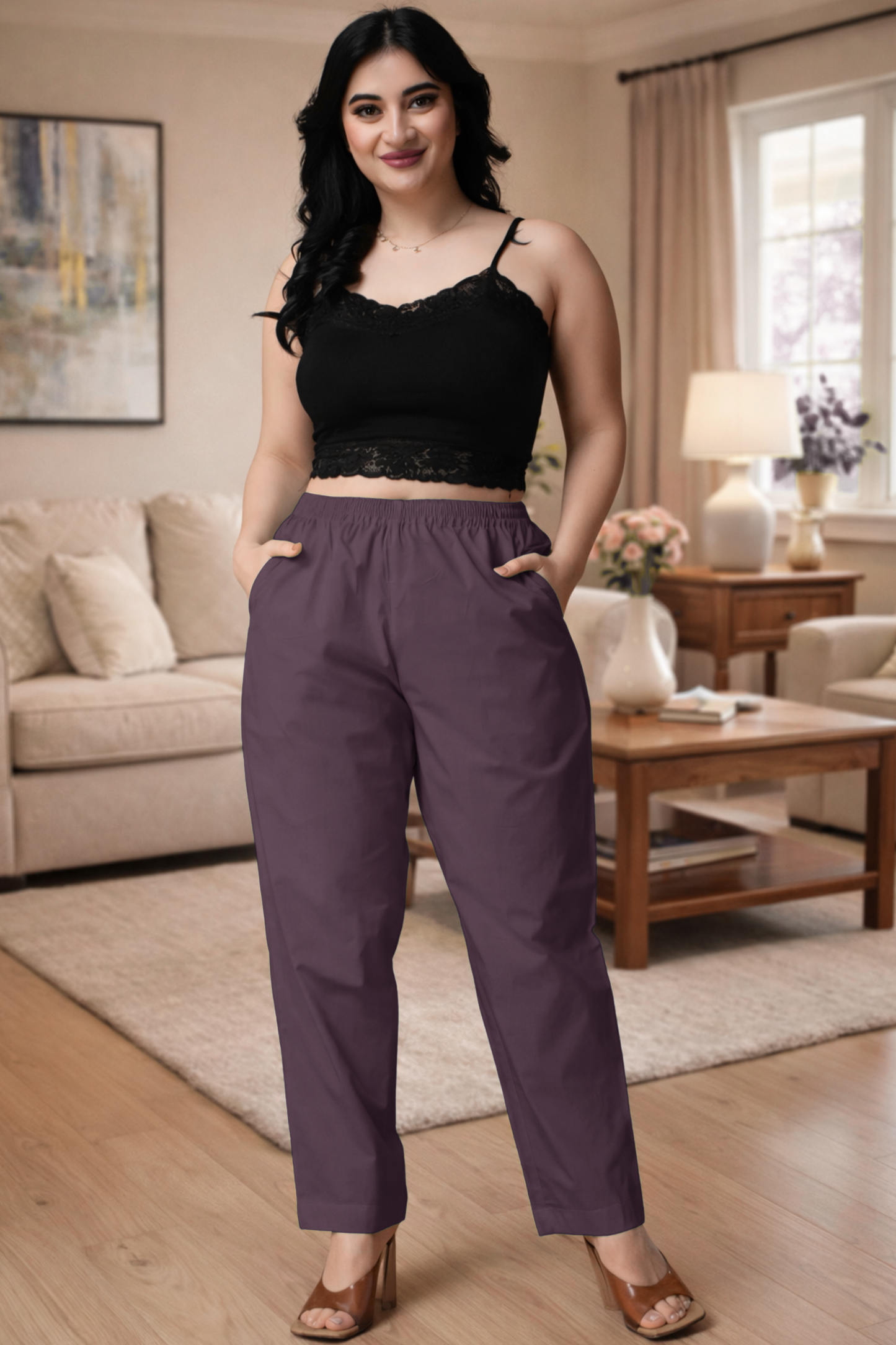 Dark Mauve Cotton Kurti Pant