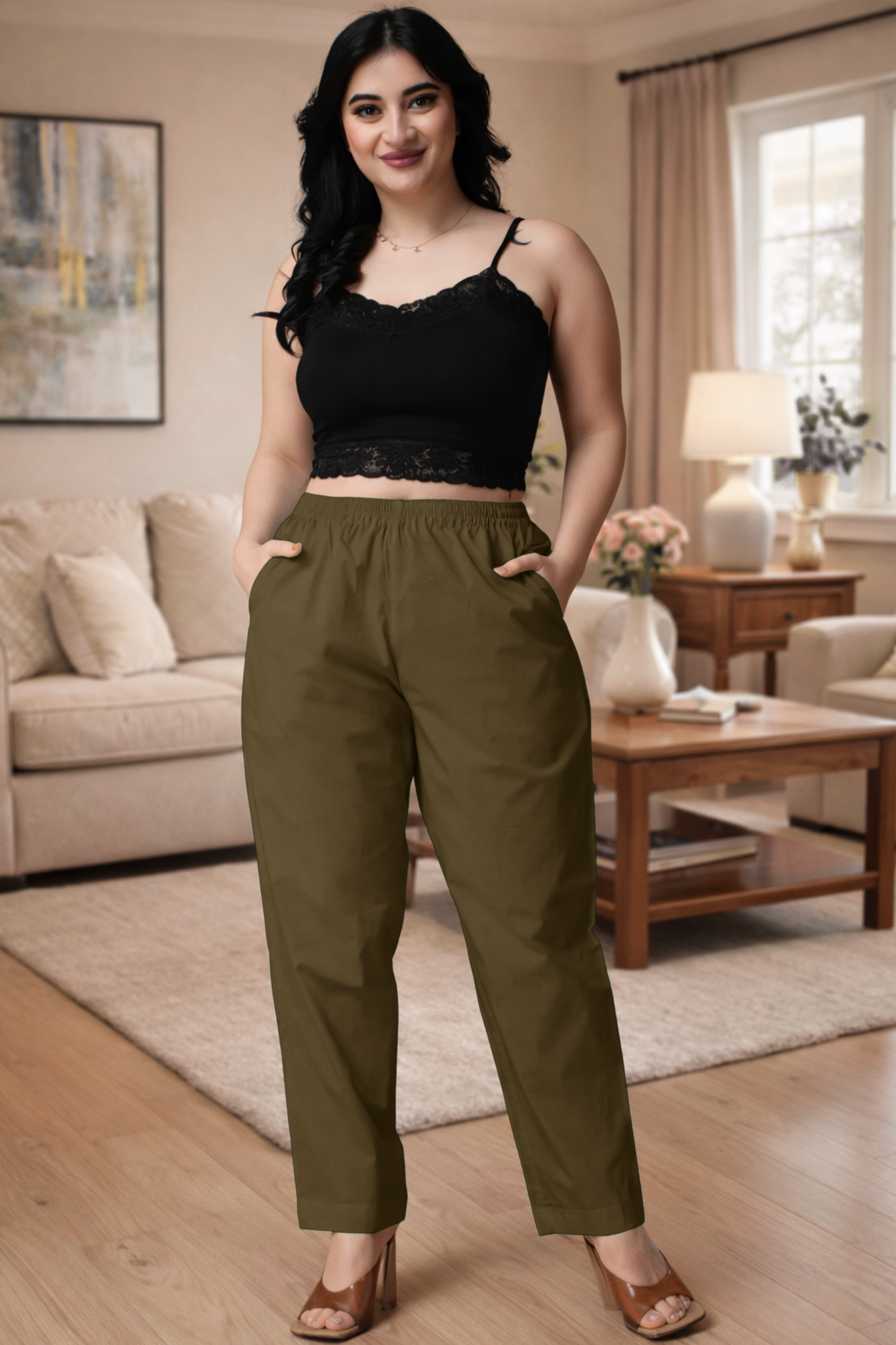 Dark Mehandi Cotton Kurti Pant