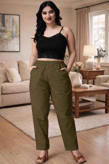 Dark Mehandi Cotton Kurti Pant