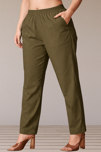 Dark Mehandi Cotton Kurti Pant
