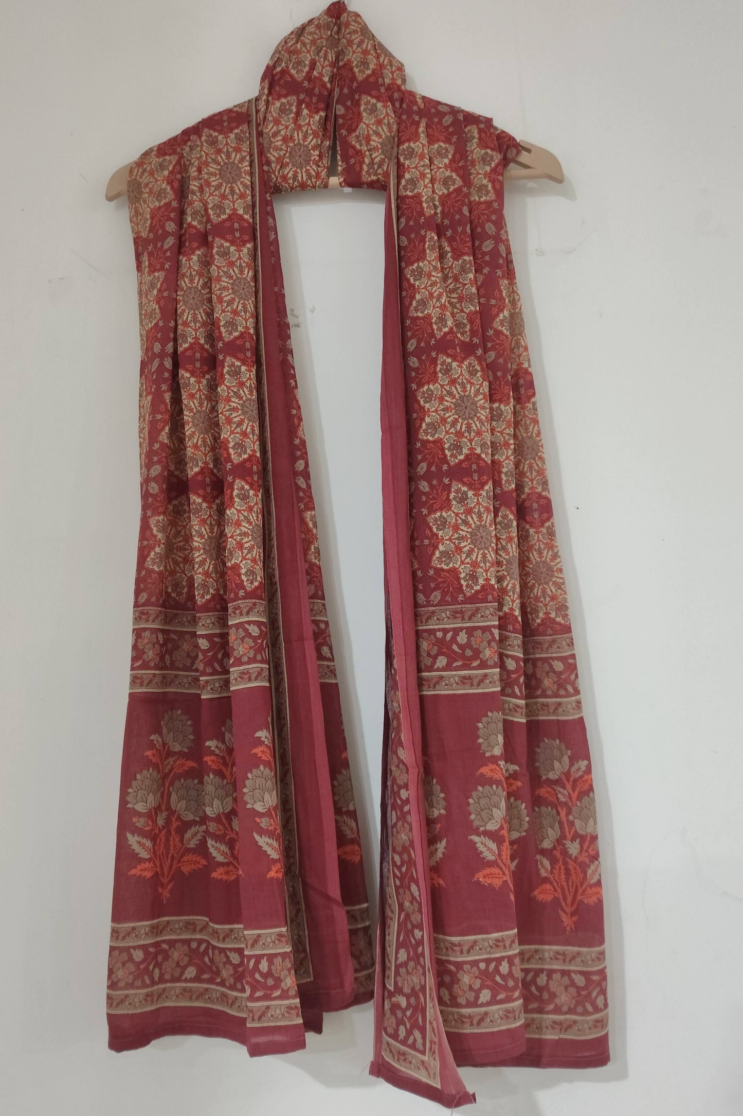 Dark Onion Floral Cotton Dupatta