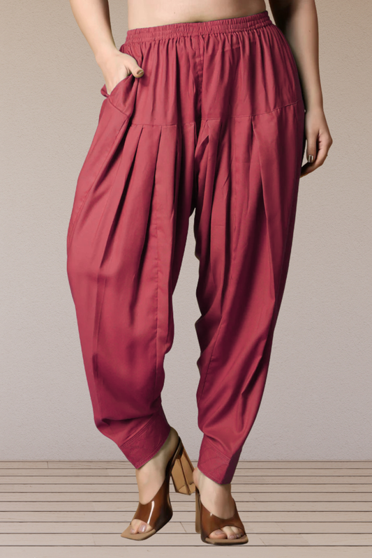 Dark Onion Rayon Pleated Salwar