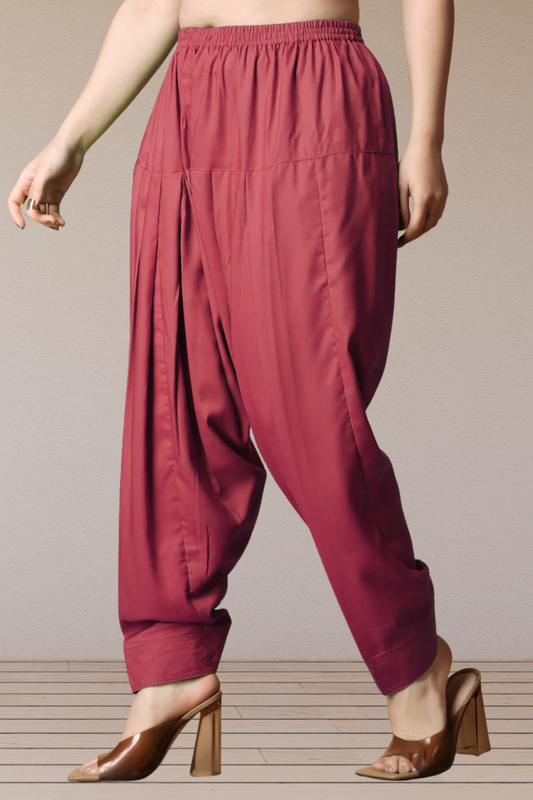 Dark Onion Rayon Pleated Salwar