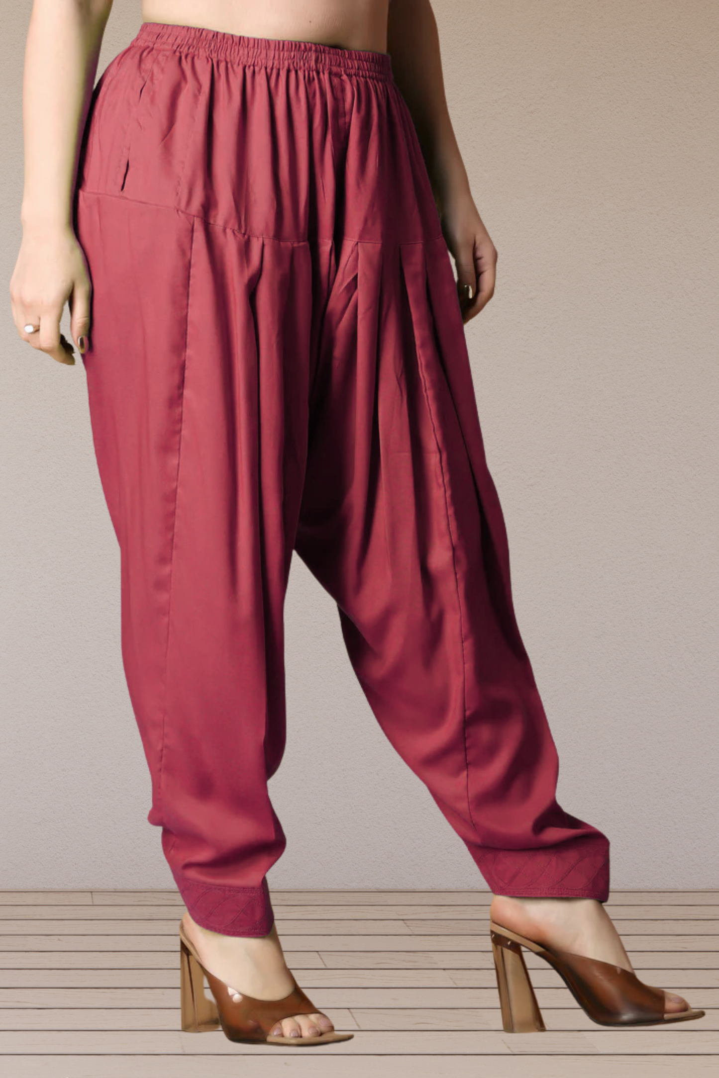 Dark Onion Rayon Pleated Salwar
