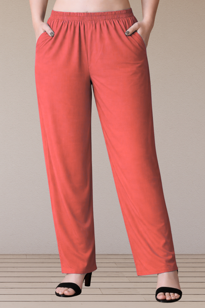 Dark Peach Rayon Kurti Pant