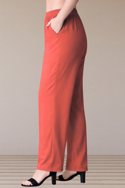 Dark Peach Rayon Kurti Pant