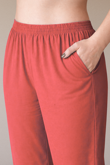 Dark Peach Rayon Kurti Pant