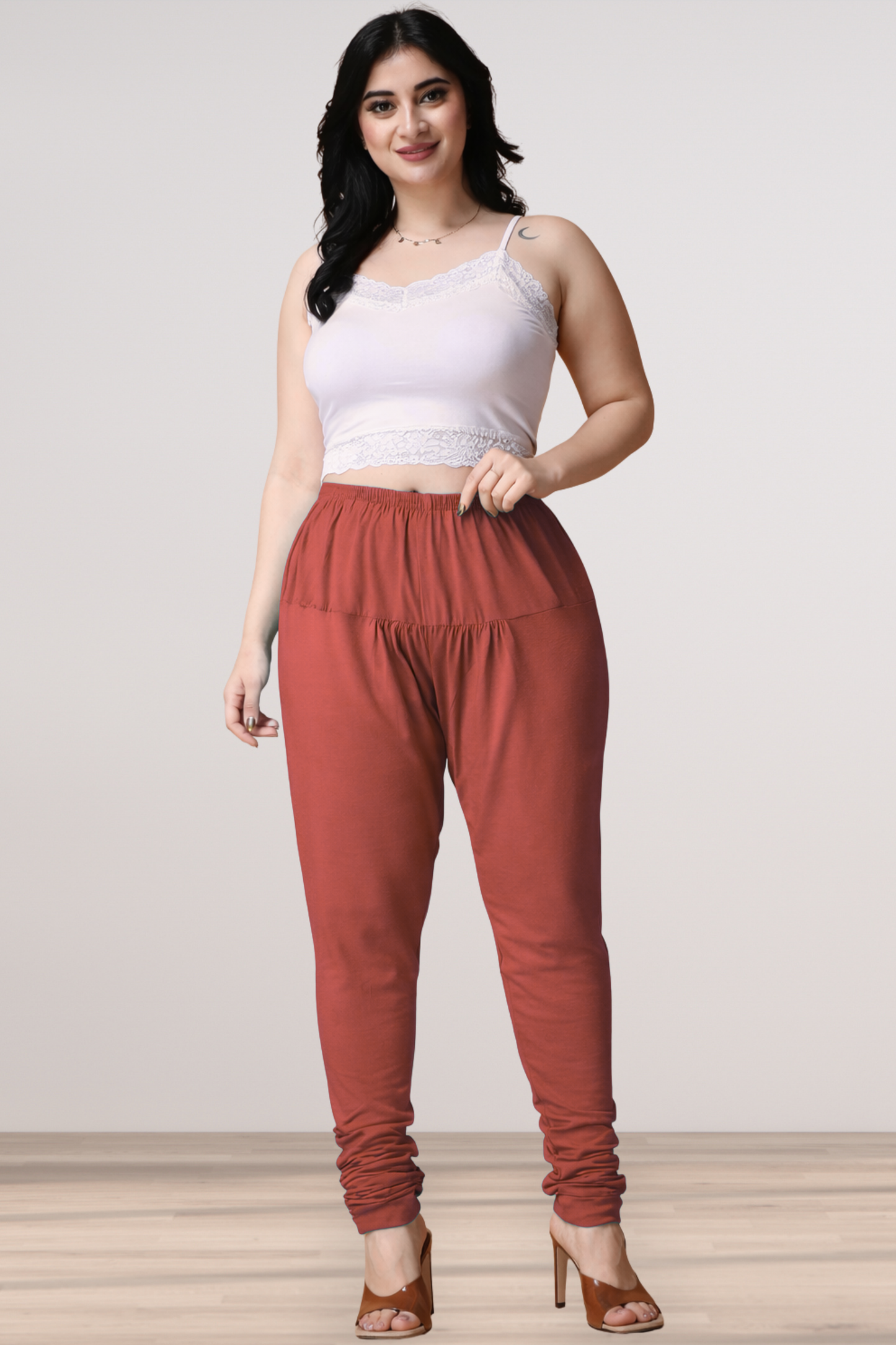 Dark Rust Cotton Churidar Pants