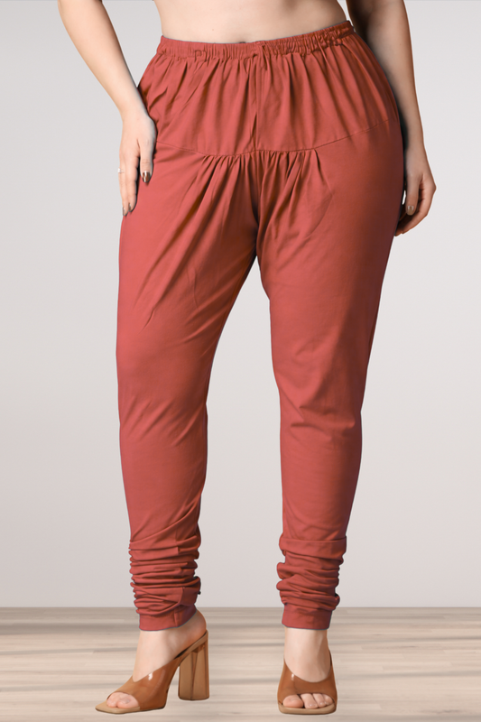 Dark Rust Cotton Churidar Pants