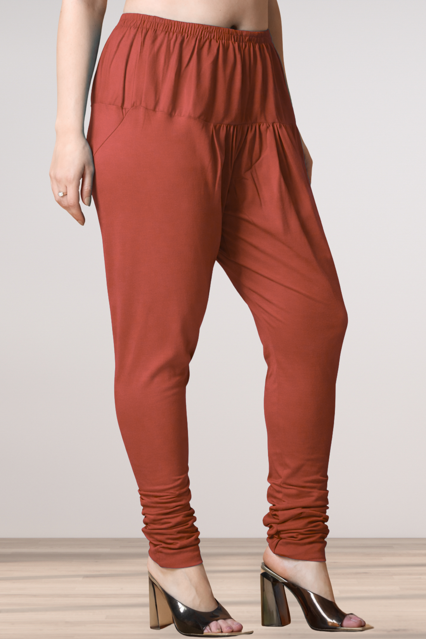 Dark Rust Cotton Churidar Pants