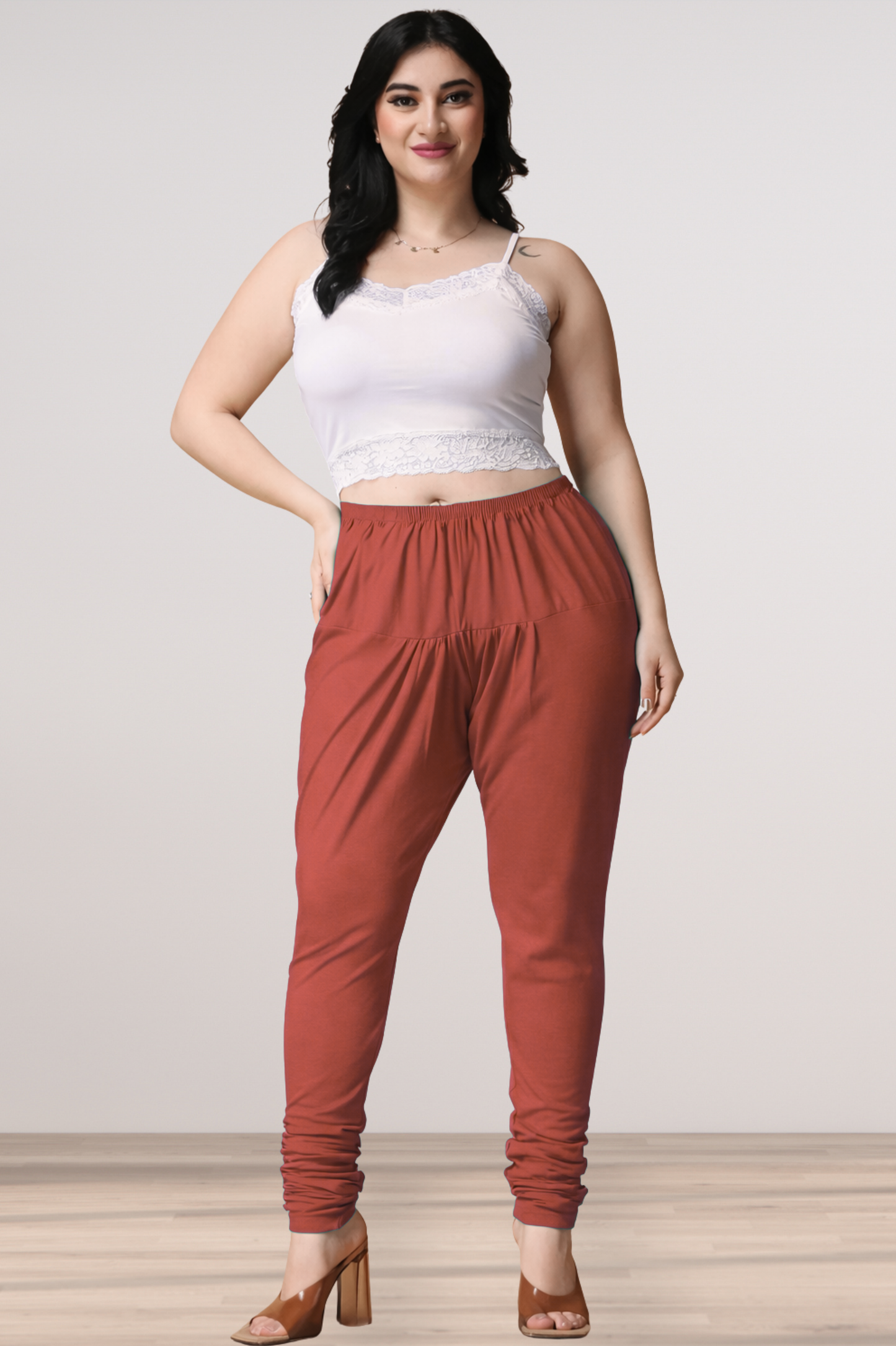 Dark Rust Cotton Churidar Pants