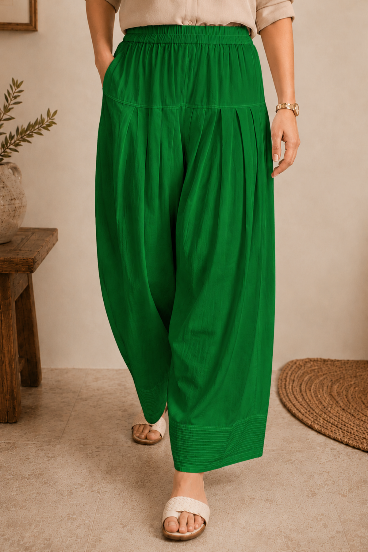 Dark Green Cotton Farshi Salwar