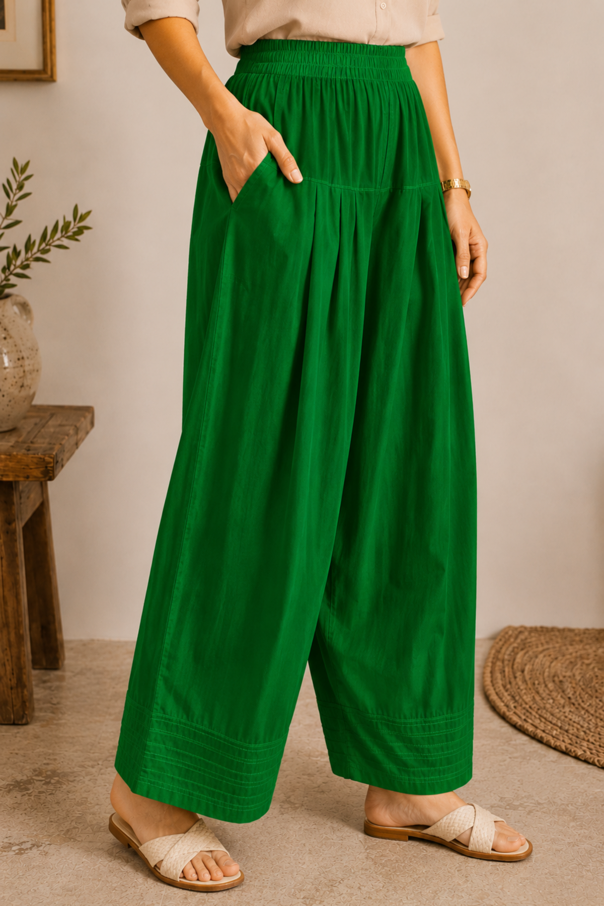 Dark Green Cotton Farshi Salwar