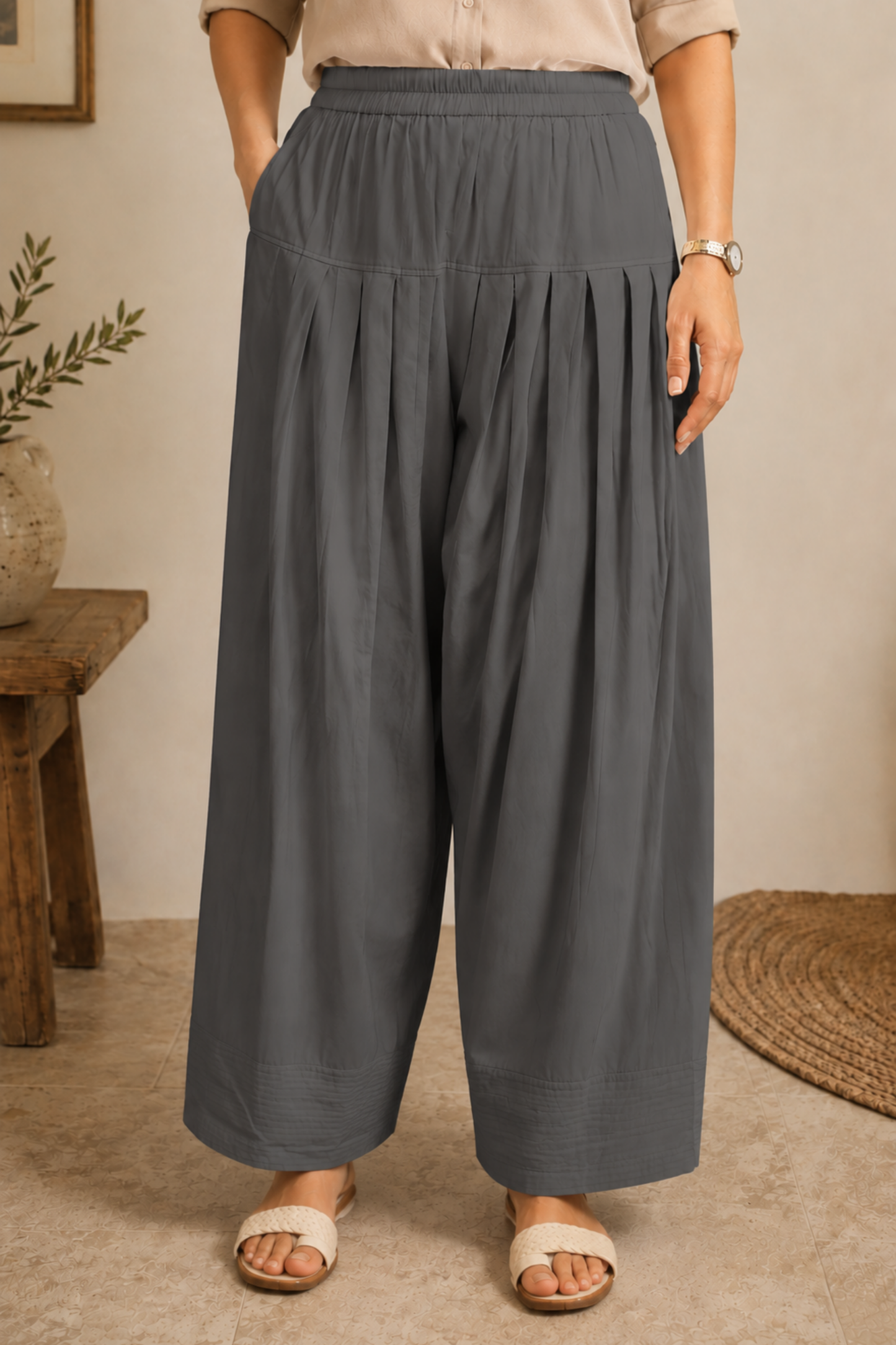Dark Grey Cotton Farshi Salwar