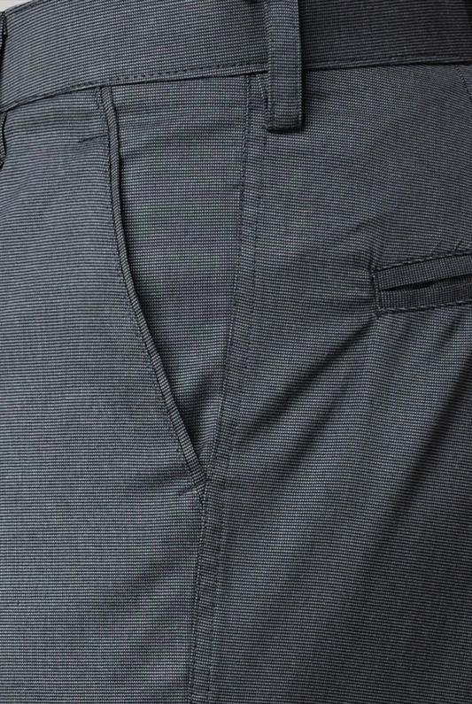 Dark Grey Textured Stretch Trousers